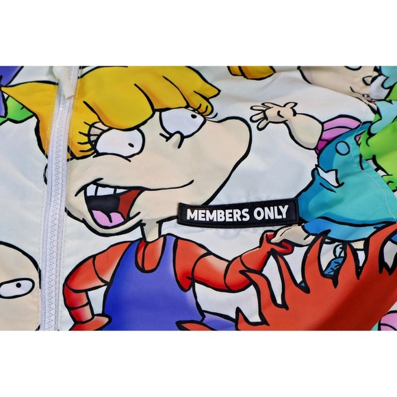 Rugrats Jacket Mens Small Members Only Nickelodeon Hooded Graphic Windbreaker - Picture 3 of 6